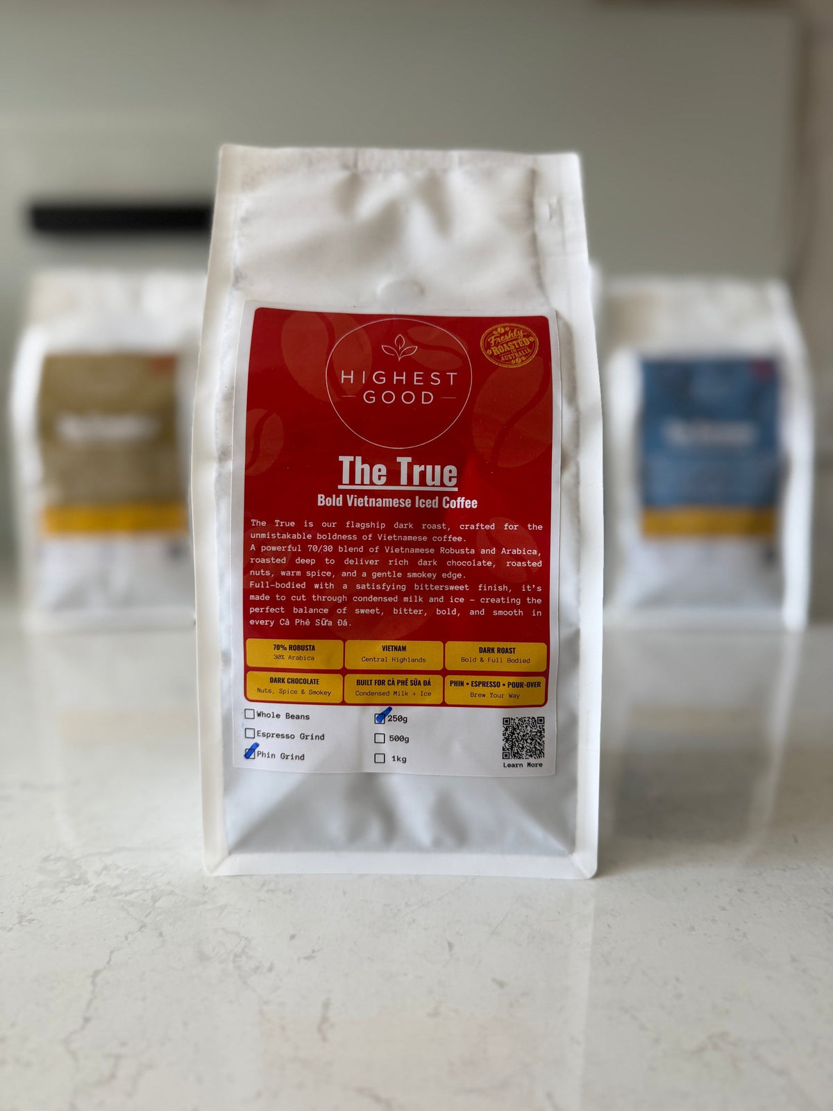 Highest Good The True bold Vietnamese iced coffee pouch, product photo