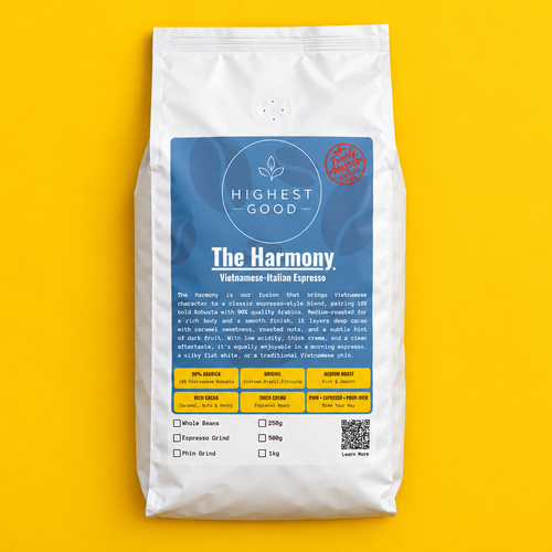 Highest Good The Harmony Vietnamese-Italian espresso blend, medium roast pouch