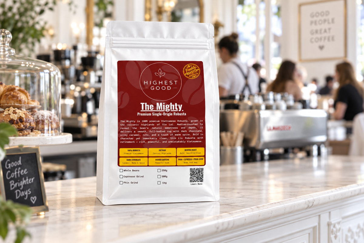 Highest Good The Mighty 100% Vietnamese Robusta coffee pouch